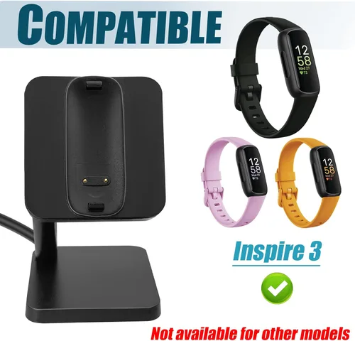 Vista 2 de RUKUHOT Base de carga magnética compatible con Fitbit Inspire 3 Health & Fitness Tracker, estación de carga para mesita de noche con cable de carga