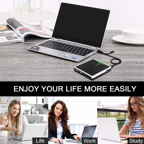 Vista 9 de Guamar Unidad de DVD externa para PC: reproductor de grabadora de CD USB-C para portátil Mac Windows 11 con ranura SD/TF/2 puertos USB/estuche