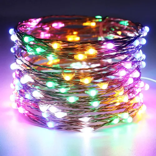Vista 2 de RUICHEN Guirnalda de luces USB de 20 pies, 120 luces LED con interruptor de encendidoapagado, luces de alambre de cobre impermeables