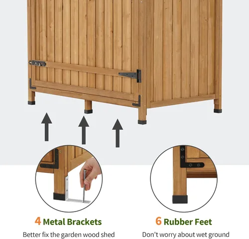 Vista 6 de MCombo Armario de almacenamiento grande para exteriores con 3 estantes ajustables, cobertizo de almacenamiento de 82 pulgadas de alto, cobertizo