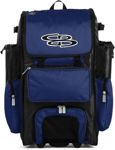 Vista 67 de Boombah Rolling Superpack - Bolsa para equipo de béisbol/sóftbol, varios colores, mango telescópico y capacidad para 4 murciélagos, versión con Negro