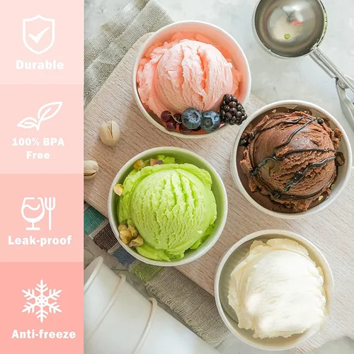 Vista 5 de Creami Deluxe Pints, for Ninja Creami Pint Containers, Ice Cream Container Reusable,Leaf-Proof Compatible NC301 NC300 NC299AMZ Series Ice Cream Maker