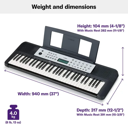 Vista 5 de Yamaha YPT270 Teclado portátil de 61 teclas con adaptador de corriente (exclusivo de Yaxa), negro