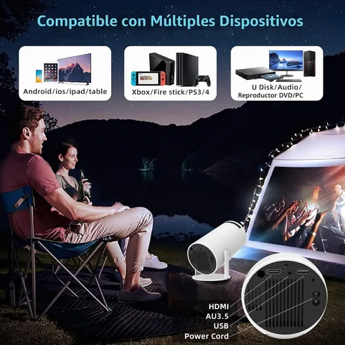 Vista 6 de Mini proyector inteligente de 40 a 130 pulgadas 4K 5G WIFI, experiencia de pantalla grande con sonido 360 premium, proyector de película Bluetooth