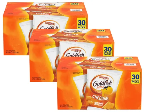 Vista 10 de Goldfish Dynamic Duo Paquete de Variedad, Colors Cheddar y Flavor Blasted Xtra Cheddar, Paquetes de Aperitivos, 20 Ct
