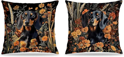 Vista 17 de Juego de 2 fundas de almohada de 18 x 18 pulgadas inspiradas en William Morris, estilo Art Deco, fundas decorativas de almohada con diseño de búho