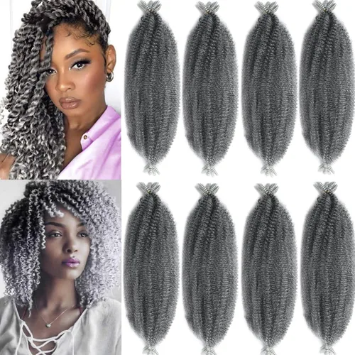 Vista 35 de 3 paquetes de cabello rizado afro elástico pre-separado de 12 pulgadas, rizos naturales pre-espumosos negros son perfectos para el cabello crochet