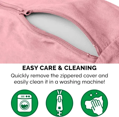 Vista 8 de Cama Furhaven de sherpa y gamuza acogedora - Cama para perro de espuma de gel refrescante, color rosa, 35 pulgadas