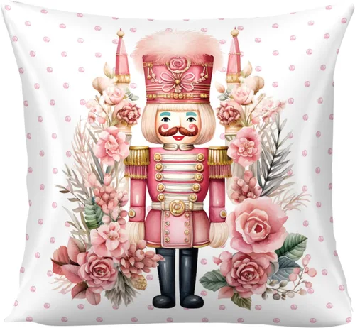 Vista 9 de Funda de almohada rosa de cascanueces para decoración de Navidad para sofá, cama, sofá, funda de almohada rosa de Navidad para sala de estar