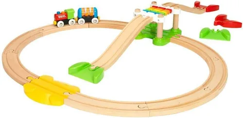Vista 3 de BRIO Mi primer ferrocarril - Pack para principiantes de 18 piezas - Juego de tren de madera certificado FSC - Compatible con todos los juegos BRIO