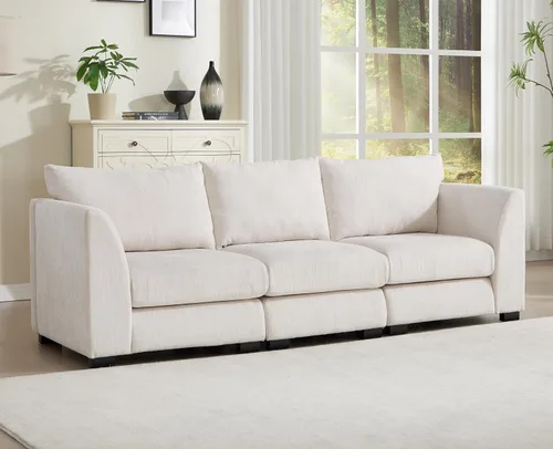 Vista 15 de EALSON Sofá modular seccional asiento medio sofá modular de piel sintética Asiento individual pieza seccional con funda extraíble marrón