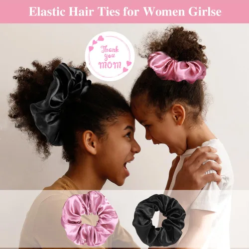 Vista 5 de 2+2 gorros de satén con coleteros para niños, bonitos gorros de pelo para niñas para dormir cabello rizado, A