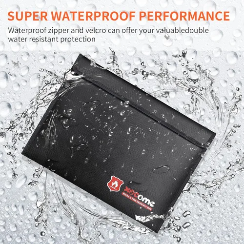 Vista 8 de 2 bolsas de documentos ignífugas, bolsa organizadora de almacenamiento de archivos de 15 x 11 pulgadas/9 x 7 pulgadas, juego de bolsa resistente al