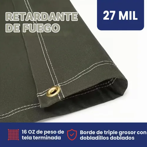 Vista 7 de Tarps Now - Lona ignífuga de 5 x 7 pies con ojales de latón, lona resistente de grado industrial de 27 mil para campamento, construcción