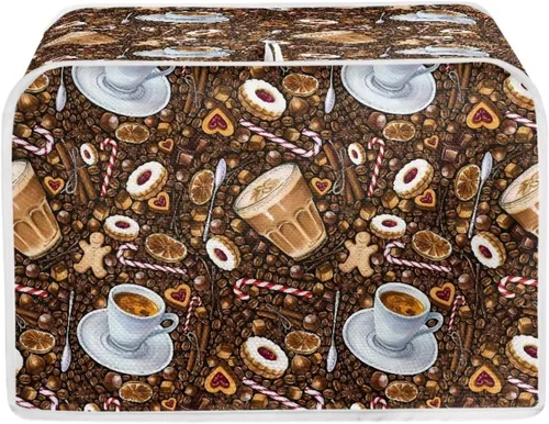 Vista 38 de Talayituse Cubierta para tostadora con estampado de flores de gato, ranura ancha de 2 rebanadas, cubierta ligera para tostadora, protección contra