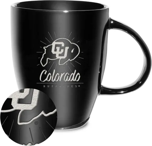 Vista 62 de Rico Industries - Taza de lustre cerámico con grabado láser de la NCAA de 18oz - Café-Té