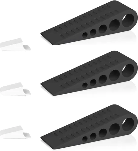 Vista 17 de HOMOTEK Paquete de 2 topes de puerta de goma con forma de cuña para puertas de puerta, protectores de pared para piso e parte inferior de la puerta