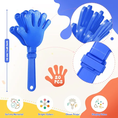 Vista 2 de Sratte 20 piezas de 7.5 pulgadas de mano de 7.5 pulgadas, clappers a granel, silenciadores de ruido, recuerdos de fiesta, mini tablero de sonido