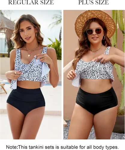 Vista 5 de Edelqual - Trajes de baño tankini para mujer, conjuntos de bikini de cintura alta, trajes de baño de dos piezas con control de abdomen