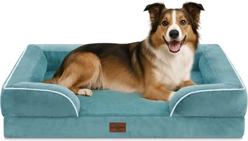Vista 254 de Comfort Expression Cama ortopédica para perros extra grandes de 45 x 35 pulgadas, cama para mascotas XL de espuma tipo caja de huevos impermeable