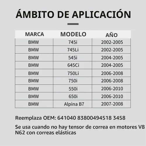 Vista 3 de 3458 Herramienta de instalación de correa de A/C compatible con motores BMW V8 N62 - Herramienta de correa de transmisión de bomba de dirección