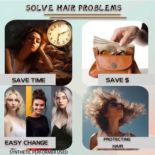 Vista 8 de 2 extensiones de cabello desordenado para moño (12)