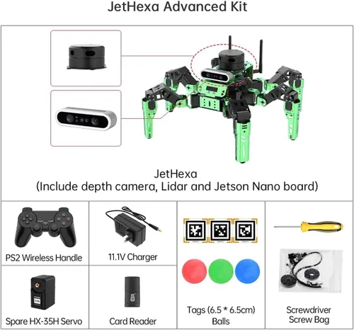 Vista 5 de Hiwonder JetHexa - Kit de robot hexápodo para cámara de profundidad Jetson Nano 3D, G4 Lidar y Lidar Mapping Navigation ROS AI Robot Kit