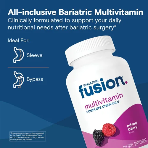 Vista 2 de Fusion Completo para personas con sobrepeso Chewable Multivitamin Naranja, crema 120 ct. , 894603002017, Mora (Mixed Berry), 1