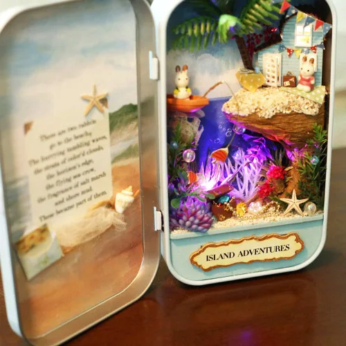 Vista 3 de Spilay Kit de muebles de madera para casa de muñecas en miniatura, hecho a mano, modelo de mini caja de hierro tipo teatro, escala 124