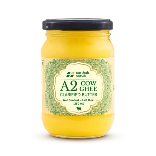 Vista 12 de Sarthak Satvik A2 Cow Ghee - Mantequilla clarificada alimentada con pasto, 16.90 onzas sin sal y original, hecha en Bilona antigua, pastoreo libre