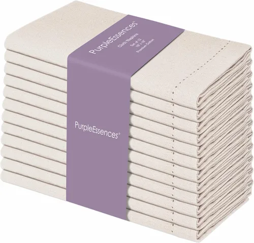Vista 37 de PurpleEssences - Juego de 6 servilletas de tela con orilla cosida para cena, 100% algodón - Suave, duradero, lavable - Ideal para boda, Navidad Gris