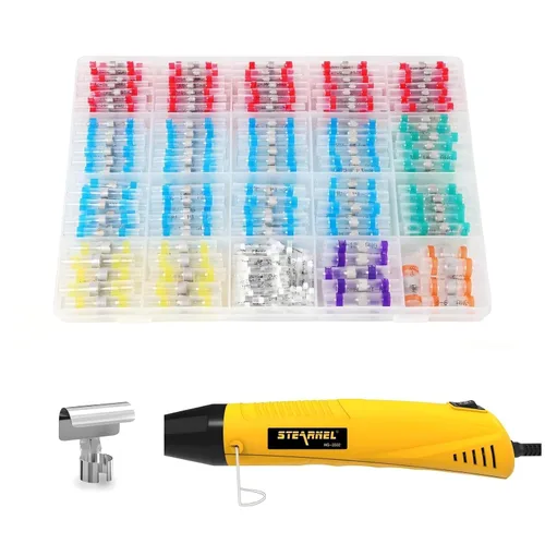 400 conectores de alambre de sello de soldadura con pistola de calor, conectores de alambre de palo de soldadura, kit de conector eléctrico de