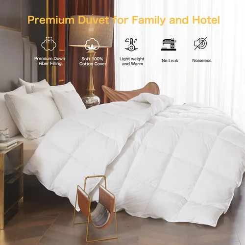 Vista 7 de INSPIRE CRAFTER Edredón de plumón de ganso tamaño Queen, edredones para todas las estaciones, relleno de edredón blanco con pestañas, acogedor 100%