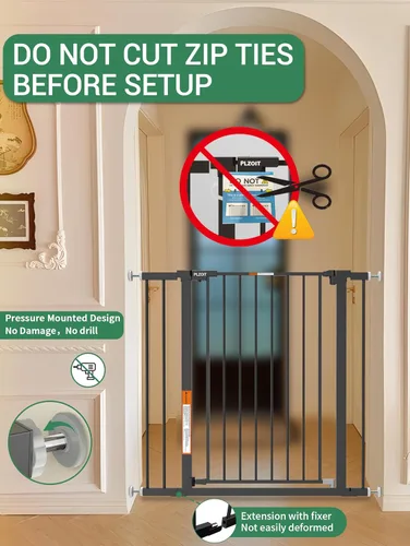 Vista 9 de Puerta de bebé de 29.5-40.5 pulgadas para escaleras, puerta para perros para puertas, puerta de seguridad de metal para bebés con cierre automático