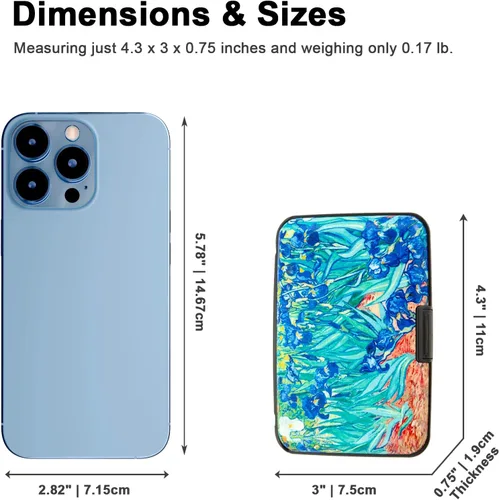 Vista 5 de Tarjetero pequeño con bloqueo RFID, cartera de metal delgado de aluminio, para mujeres y hombres