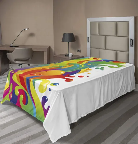 Vista 122 de Ambesonne Sábana encimera de reglas de baño, texto de texto de texto de «Don't Spread Gérmenes» con estampado de dibujos animados, suave y cómoda