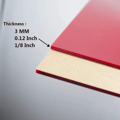 Vista 2 de 2 hojas de plástico ABS de color rojo de 8 x 12 x 1/8 pulgadas, hoja acrílica roja, lámina de plexiglás con papel protector para manualidades