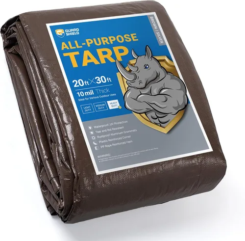 Vista 70 de GUARD SHIELD - Lona resistente, impermeable, de polietileno, gruesa, resistente a los rayos ultravioleta, con ojales, para exteriores, 6 x 8 pies