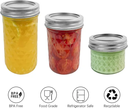 Vista 4 de Small Mason Jars 4 oz with Lids and Bands, 12 Pack Regular Mouth Mason Jar Mini Glass Canning Jars for Jelly, Jam, Honey, Wedding Favors, Shower