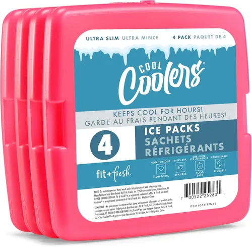 Vista 17 de Cool Coolers de Fit & Fresh - Paquete de 4 bolsas de hielo delgadas, paquetes de hielo reutilizables de congelación rápida que ahorran espacio
