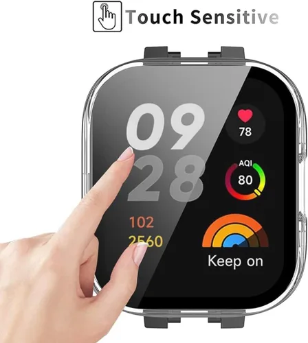 Vista 3 de Funda protectora de pantalla para Xiaomi Redmi Watch 3 Lite/Redmi Watch 3 Active, [paquete de 4] accesorios de repuesto para parachoques de PC duro