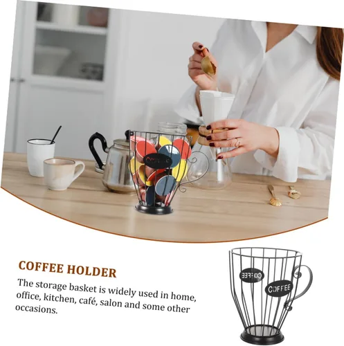 Vista 3 de Soporte para cápsulas de café, cesta de almacenamiento de barra de café, cesta de hierro para frutas, soporte para exhibición de cápsulas de café