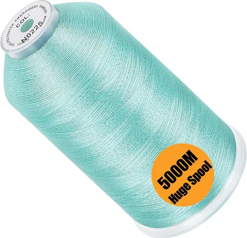Vista 98 de New brothread - Bobina única de 5000 m de hilo de poliéster para máquina de bordar de 40WT para máquinas comerciales y domésticas - Verde opalino