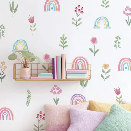 Vista 13 de QUCHENG Vinilos de Pared Boho para Dormitorio de Niñas, Calcomanías Extraíbles para Guardería, Decoración de Habitación para Niños, Murales