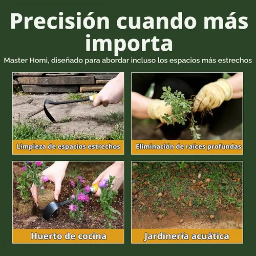 Vista 3 de Point Homi - Azada de mano, herramienta de jardín tradicional coreana hecha a mano con mango de madera de castaño y acacia para deshierbar y plantar
