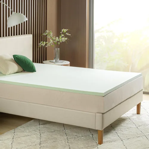 Vista 10 de ZINUS Cubrecolchón de espuma viscoelástica de té verde de 1.5 pulgadas, ropa de cama para dormitorio, capa de alivio de presión, ideal para aliviar