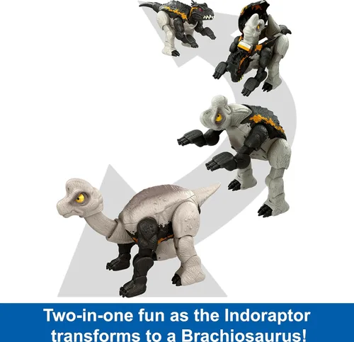 Vista 3 de Mattel Jurassic World Fierce Changers Figura de Acción de Dinosaurio 2 en 1, Juguete Extensible Masivo que se Transforma de Brachiosaurus a