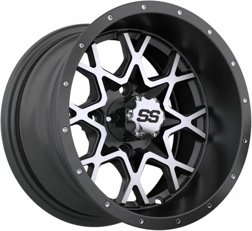 Vista 11 de GTW Vortex - Rueda de aluminio para carrito de golf de 12 pulgadas de 12 x 7 pulgadas, negro mate, patrón de 4 pernos, desplazamiento 3:4, universal