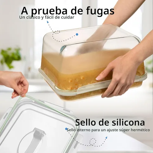 Vista 4 de Recipiente de almacenamiento de alimentos grande de vidrio de 6500 ml / 220 oz / 28 tazas con tapa de bloqueo hermética. Ideal para almacenar