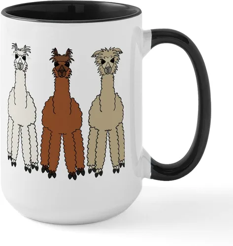 Vista 8 de CafePress Alpaca (No Text) Large Mug 15 oz (444 ml) Ceramic Coffee Mug